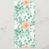 Elegant Eucalyptus Greenery Peach Floral Menükarte (Rückseite)