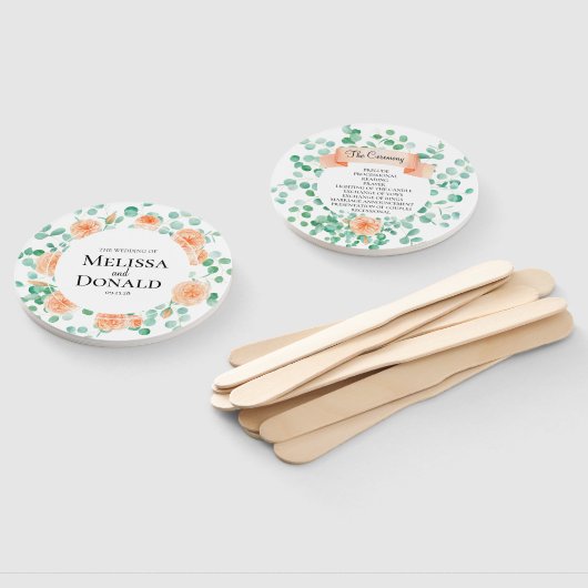 Elegant Eucalyptus Greenery Peach Floral Program Fächer (Non-assembled)