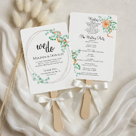 Elegant Eucalyptus Greenery Peach Floral Program Fächer