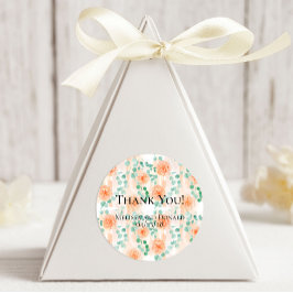 Elegant Eucalyptus Greenery Peach Floral Runder Aufkleber