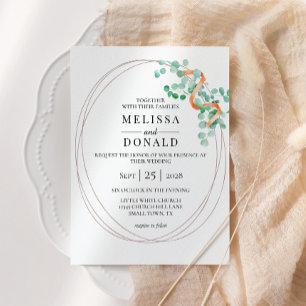 Elegant Eucalyptus Greenery Peach Floral Wedding Einladung