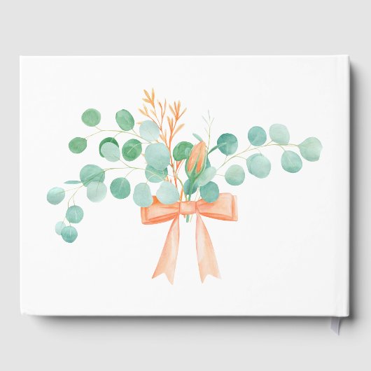 Elegant Eucalyptus Greenery Peach Floral Wedding Gästebuch (Rückseite)