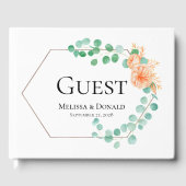 Elegant Eucalyptus Greenery Peach Floral Wedding Gästebuch (Vorderseite)