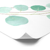 Elegant Eucalyptus Greenery Peach Floral Wedding Poster (Ecke)