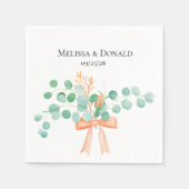 Elegant Eucalyptus Greenery Peach Floral Wedding Serviette (Vorderseite)