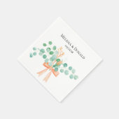 Elegant Eucalyptus Greenery Peach Floral Wedding Serviette (Ecke)