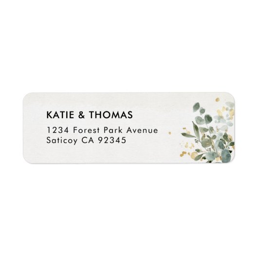 Elegant Eucalyptus Greenery Return Address Label (Vorne)