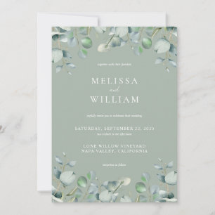 Elegant Eucalyptus Greenery Sage Green Wedding Einladung