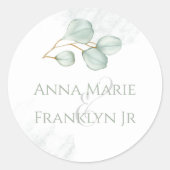 Elegant Eucalyptus Greenery Simple Foliage Blätter Runder Aufkleber (Vorderseite)