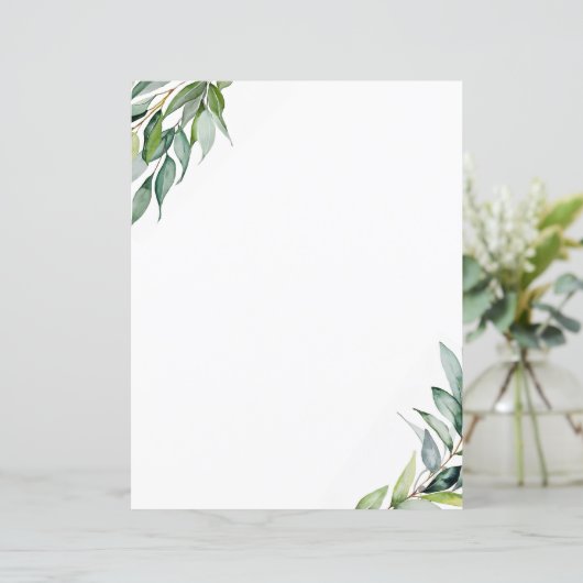 Elegant Eucalyptus Greenery Stationery Paper (Stehend Vorderseite)