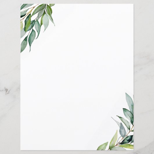 Elegant Eucalyptus Greenery Stationery Paper (Vorderseite)