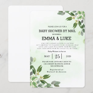 Elegant Eucalyptus Greenery Succulent Baby Shower Einladung
