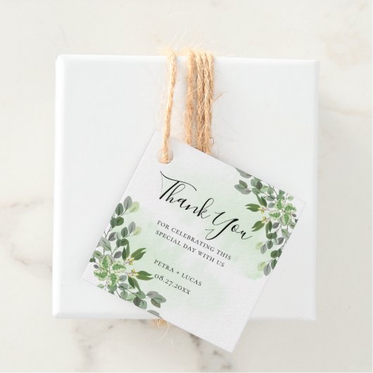 Elegant Eucalyptus Greenery Succulent Vielen Dank Geschenkanhänger (Beispiel)