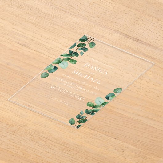 Elegant Eucalyptus Greenery Wedding Acryleinladungen (Ablage )