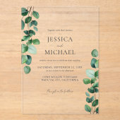 Elegant Eucalyptus Greenery Wedding Acryleinladungen (Vorderseite)