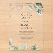Elegant Eucalyptus Greenery Wedding Acryleinladungen (Vorderseite)