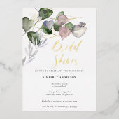 Elegant Eucalyptus Greenery Wedding Brautparty Folieneinladung (Vorderseite)