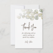 Elegant Eucalyptus Greenery Wedding Dankeskarte (Vorderseite)
