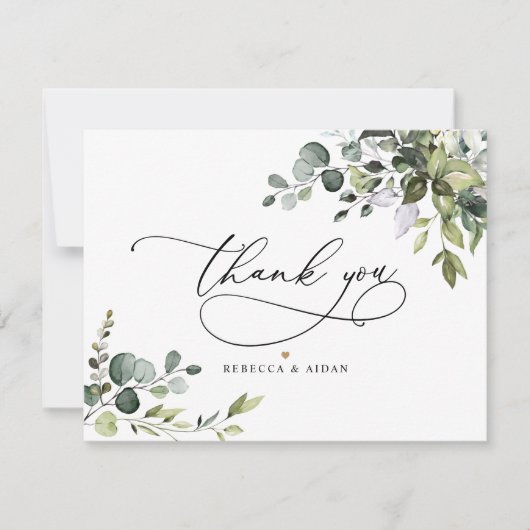 Elegant Eucalyptus Greenery Wedding Dankeskarte (Vorderseite)