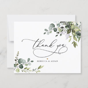 Elegant Eucalyptus Greenery Wedding Dankeskarte