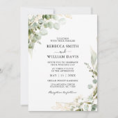 Elegant Eucalyptus Greenery Wedding Einladung (Vorderseite)