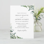Elegant Eucalyptus Greenery Wedding Einladung (Stehend Vorderseite)