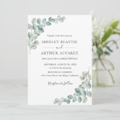 Elegant Eucalyptus Greenery Wedding Einladung (Stehend Vorderseite)