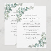 Elegant Eucalyptus Greenery Wedding Einladung (Vorne/Hinten)