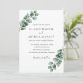 Elegant Eucalyptus Greenery Wedding Einladung (Stehend Vorderseite)