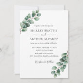 Elegant Eucalyptus Greenery Wedding Einladung (Rückseite)