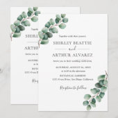Elegant Eucalyptus Greenery Wedding Einladung (Vorne/Hinten)