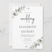 Elegant Eucalyptus Greenery Wedding Einladung (Vorderseite)