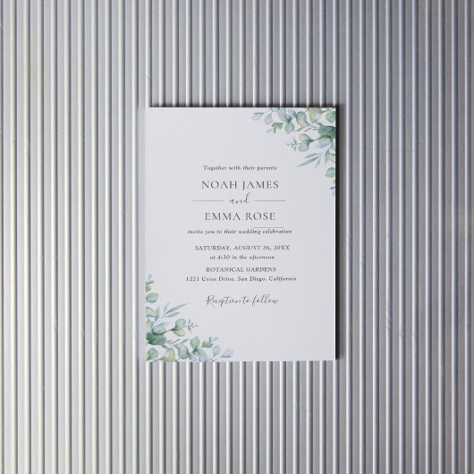 Elegant Eucalyptus Greenery Wedding  Einladung
