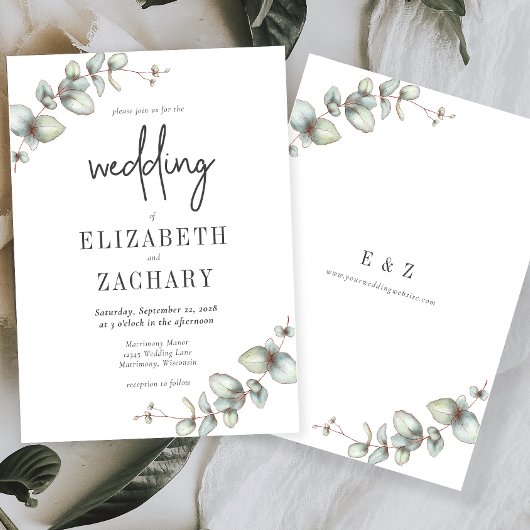 Elegant Eucalyptus Greenery Wedding Einladung