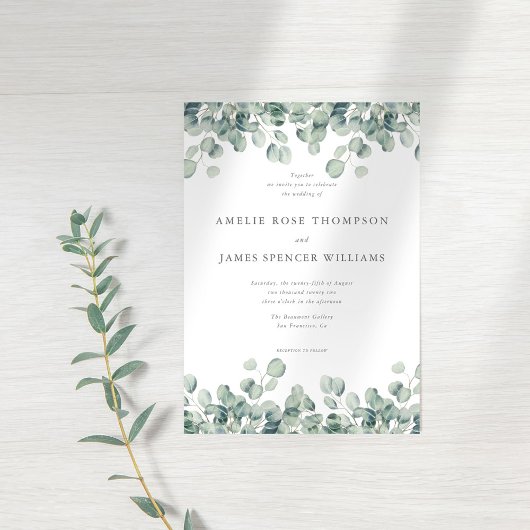 Elegant Eucalyptus Greenery Wedding Einladung