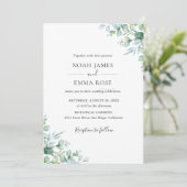 Elegant Eucalyptus Greenery Wedding  Einladung (Stehend Vorderseite)