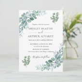 Elegant Eucalyptus Greenery Wedding Einladung (Stehend Vorderseite)