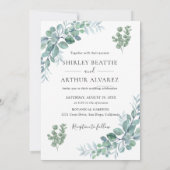 Elegant Eucalyptus Greenery Wedding Einladung (Rückseite)