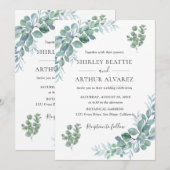 Elegant Eucalyptus Greenery Wedding Einladung (Vorne/Hinten)