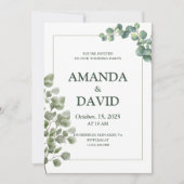 Elegant Eucalyptus Greenery Wedding Einladung (Vorderseite)