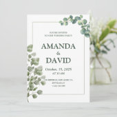 Elegant Eucalyptus Greenery Wedding Einladung (Stehend Vorderseite)