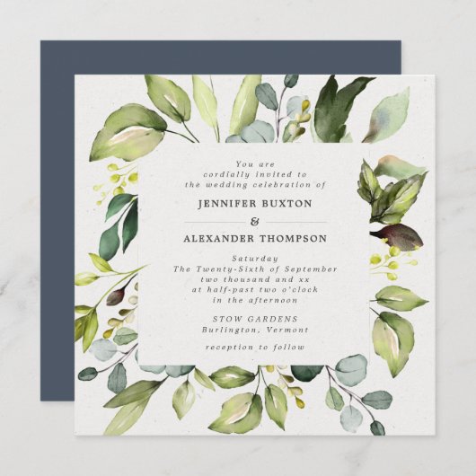 Elegant Eucalyptus Greenery Wedding Einladung (Vorne/Hinten)