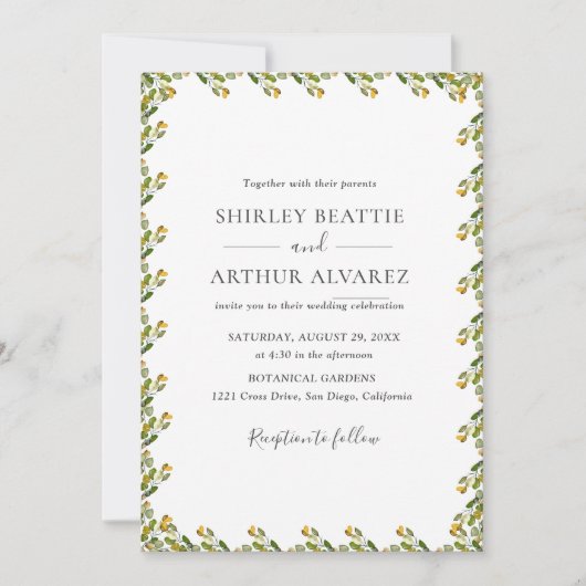 Elegant Eucalyptus Greenery Wedding  Einladung (Vorderseite)