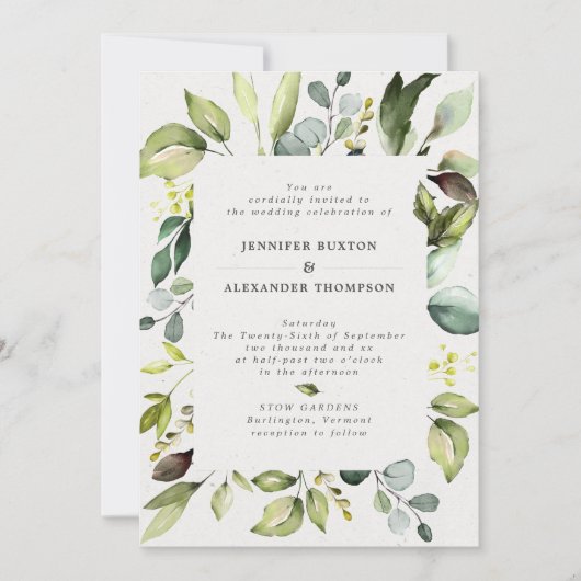 Elegant Eucalyptus Greenery Wedding Einladung (Vorderseite)