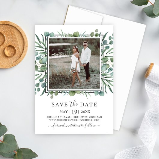 Elegant Eucalyptus Greenery Wedding Foto Save The Date