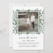 Elegant Eucalyptus Greenery Wedding Foto Save The Date (Vorderseite)