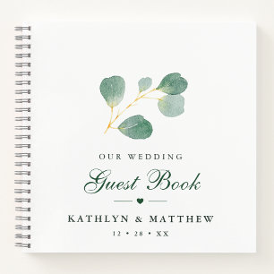 Elegant Eucalyptus Greenery Wedding Gästebuch Notizblock
