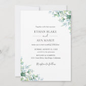 Elegant Eucalyptus Greenery Wedding  Invitation Einladung (Rückseite)