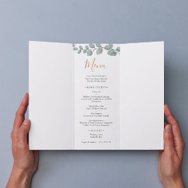 Elegant Eucalyptus Greenery Wedding Menükarte