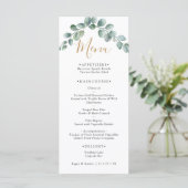 Elegant Eucalyptus Greenery Wedding Menükarte (Stehend Vorderseite)